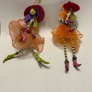 Whimsical Orange and Pink Figurines